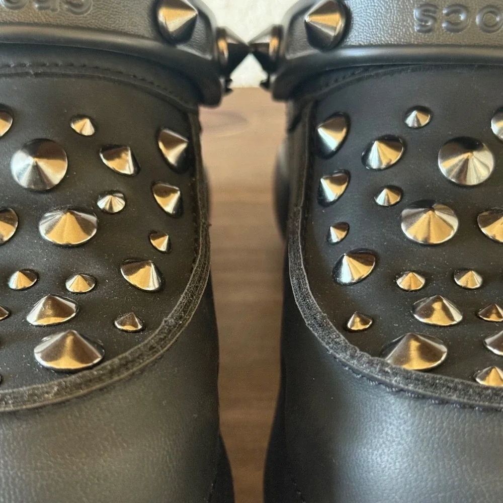 Crocs Bae Platform Studded Clogs Black Metal Spike Goth Emo Womens Size 5
